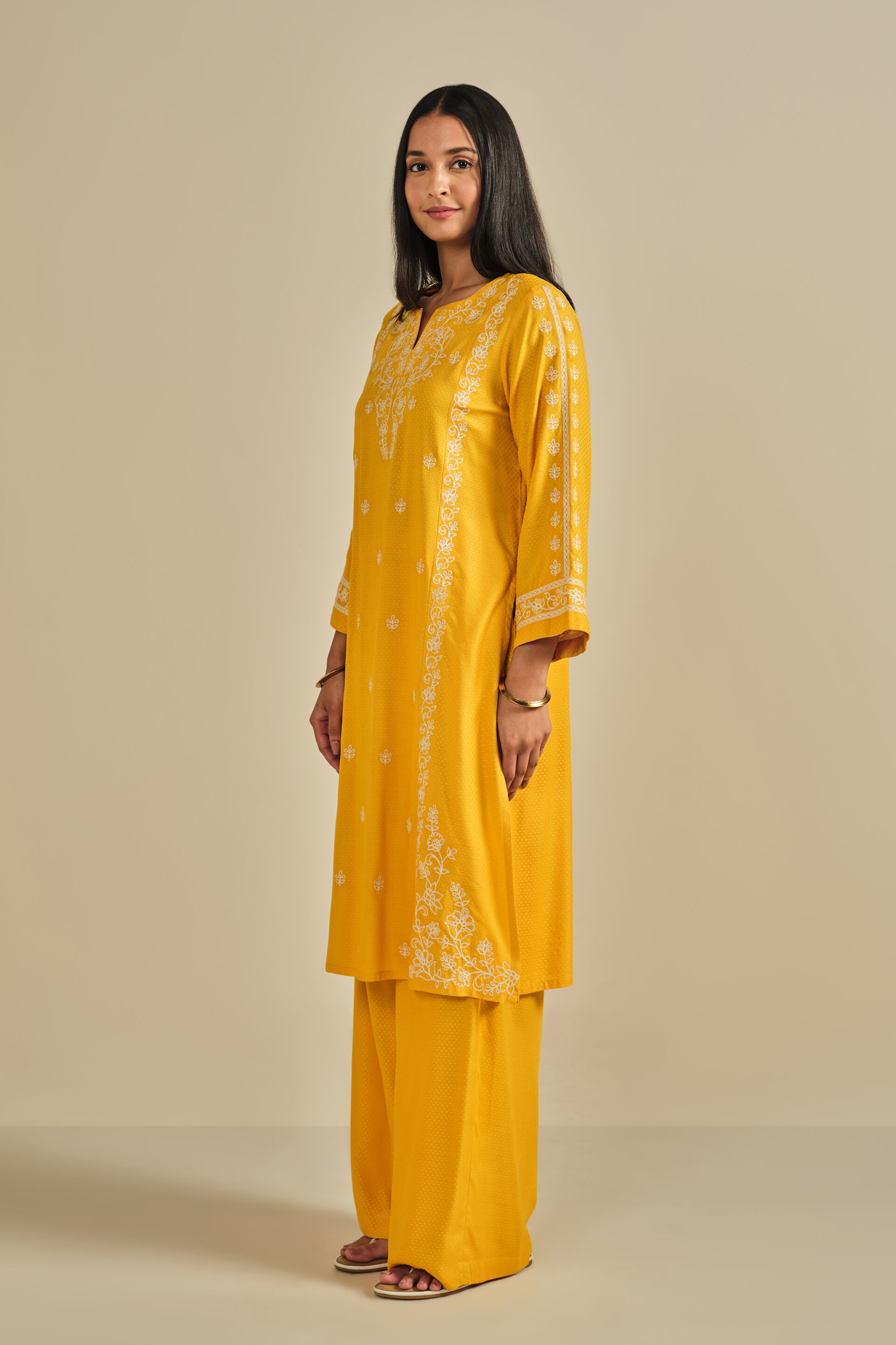Manmohak Mustard Kurta Set, Mustard, image 4